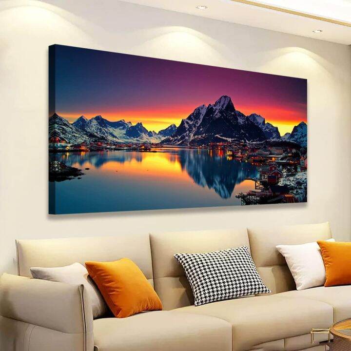 Nature Wall Art Colorful Lake Mountain Picture Canvas Prints Poster ...