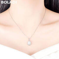 【CW】S925 เงินแท้แฟชั่นธรรมชาติ Chalcedony Tulip Cross Chain จี้เน็ตแดงสร้อยคอหรูหราระดับไฮเอนด์สร้อยคอหญิงไหปลาร้า