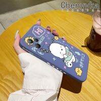 เคส Chenyyyka สำหรับ Realme C31 V23 C35 Narzo 50 Narzo 50A Prime เคสซิลิโคนนิ่มแฟชั่น Pochacco น่ารักลายขอบสี่เหลี่ยมเคสกันกระแทกดีไซน์ใหม่คลุมทั้งหมดเคสป้องกันเลนส์กล้อง