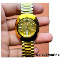 Us submarine พร้อมส่ง นาฬิกาข้อมือชาย กระจก sapphire กันรอยขีดข่วน เครื่องประดับ เรือนสีทอง