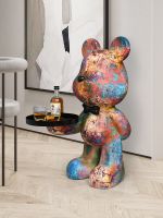 รูปปั้นหมีภาพวาดสีน้ำมันสีสุดสร้างสรรค์ของตกแต่งบ้านรูปปั้นหมีเรซิ่น3มิติบ้านห้องนั่งเล่นงานฝีมือ