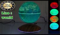 ลูกโลกลอยได้ 6" นิ้ว  ไฟเรืองแสง ฐานลายไม้ Antigravity 6" Inch.  Light Globe wood  water print base
