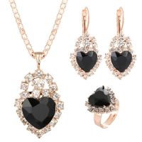 ZOSHI Love Heart Jewelry Sets Women Wedding Jewelry Set for Brides Gold Color Zirconia Earring Pendant Necklace Ring Sets