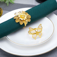 Noble Temperament Fashion Versatile Metal Flower Napkin Buckle Electroplated Napkin Ring Hotel Table Napkin Ring