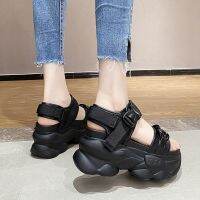 CODxdrrf5157 Kasut raya perempuan  Ins Fashion Thick Bottom Roman Sandals Womens Simple Black Beach Shoes M206