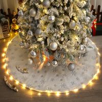 78/90/122cm White Christmas Tree Skirt Plush Faux Fur Carpet Snowflake Mat Christmas Tree Decoration New Year Noel Home Ornament