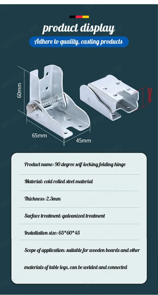 Cheap Self-Locking Folding Hinge Steel 65*60*45mm 90 Degree