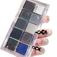 ✓☃ Punk Smokey Eyeshadow 10 Color Acrylic Matte Glitter Shadow Shimmer Makeup Palette Nude Black Blue Pigment