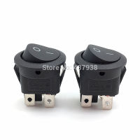 5pcs KCD1 224N Round Rocker Switch Black 4 Pin 6A 250V/10A 125VAC Boat Switch Snap-in SPST ON OFF Rocker 2 Position Switch