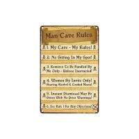 Man Cave Rules ป้ายดีบุก8X12นิ้ว Vintage Retro Home Garage Bar Pub Wall Decor Art