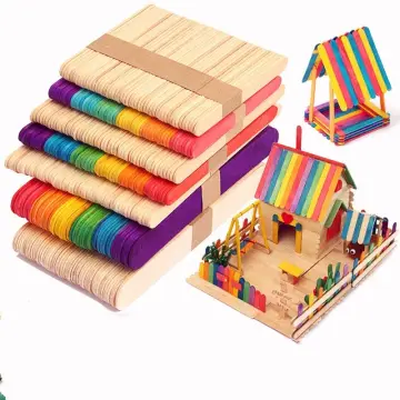 200 Pcs Craft Sticks Ice Cream Sticks Wooden Popsicle Sticks 114mm