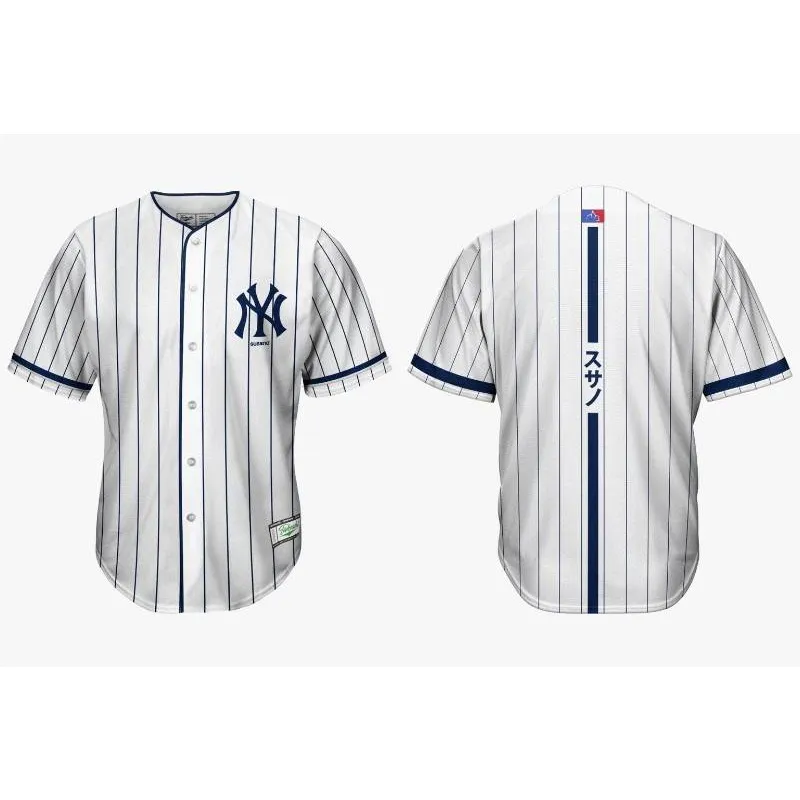 Hot MLB NY Baseball Jersey Shirt White Stripe Inspired Classic Cardigan  Jersey Casual Sport Unisex Plus Size s