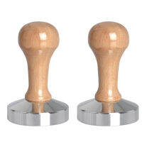 Wood Handle Coffee Powder Hammer Stainless Steel Coffee Tamper Barista Tools Flat Espresso Tamper Coffee Accessories