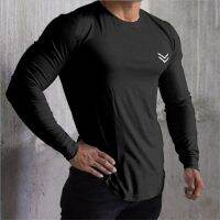 NEW Long sleeve Cotton T shirt Men Gyms Fitness Workout Skinny t shirt Summer Male Tees Tops Sport Running T shirt men Clothing