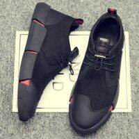 all Black Mens leather casual shoes Fashion Sneakers flats LG-111111