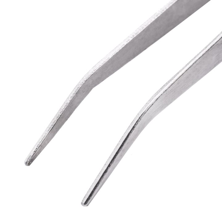 5-9-long-silver-tone-bent-curved-tip-tweezers-forceps-plier-hand-tool