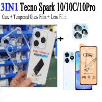 ฟิล์มฝ้า3in1 Tecno Spark 10 Pro เคสซิลิโคนกันกระแทกสำหรับ Tecno Spark 10/10C เซรามิก + ฟิล์มเลนส์กล้องถ่ายรูป