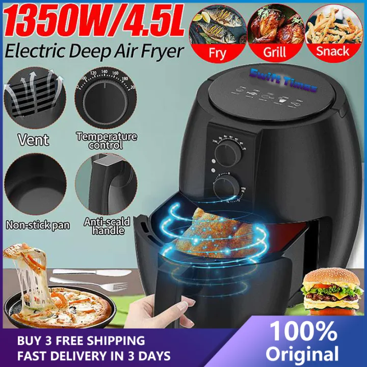 220V 1350W 4.5L Electric Deep Fryer Air Fryer Digital Timer Temperature ...