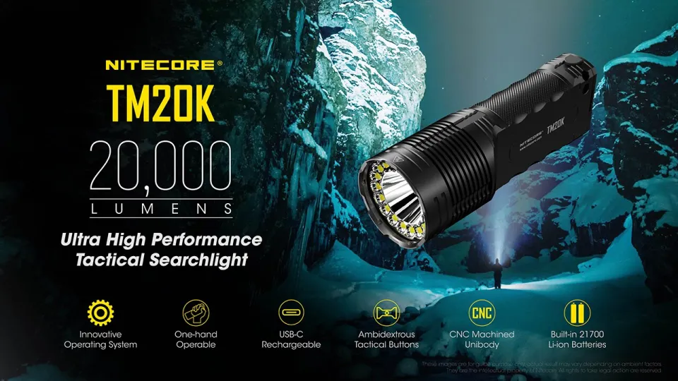 Nitecore TM20K 20,000 Lumen USB-C Rechargeable LED Flashlight with Lumentac  Keychain Light Lazada PH