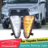 ไฟตัดหมอก LED DRL,ไฟวิ่งตอนกลางวันพร้อมสัญญาณไฟเลี้ยวสำหรับ Toyota Innova 2021 2022 2023