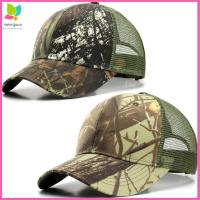 MEMGOUO บุรุษสตรี หมวกหมวก กองทัพทหาร เดินป่าล่าสัตว์ แคมป์ปิ้ง Camo หมวกตาข่าย หมวกเบสบอลลายพราง หมวก trucker หมวกแก๊ป