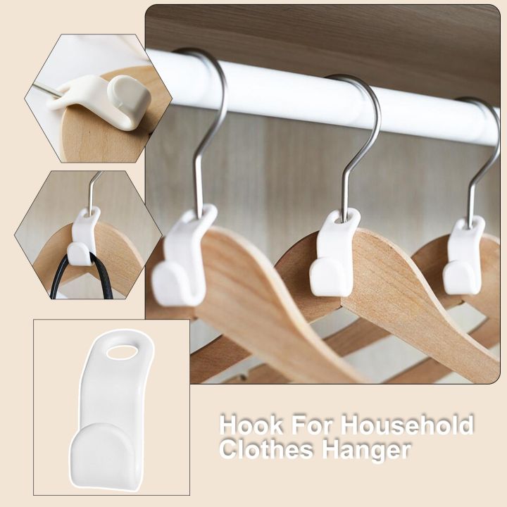 10pcs Plastic Clothes Hanger Connection Hook, White Hanger Connector, For  Home