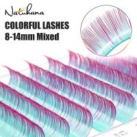 NATUHANA Maquiagem Mix Color Lashes Soft Natural Synthetic Mink Rainbow Colored Eyelash C/D Curl Eyelashes Extensions Eye Makeup Cables Converters