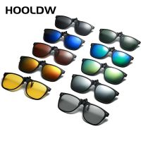 TR90 Polarized Clip On Sunglasses Square Men Mirror Flip Up Photochromic Sun glasses Yellow Lens Night Vision Glasses Eyewear UV