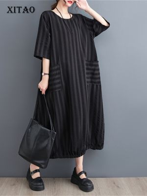 XITAO Striped Dress Fashion  Women Pullover Dress Women