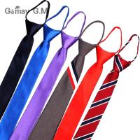 Pre-tied Students Zipper Ties For Men Women Boys Girls Adjustable Slim Men Necktie Solid Red Black Neck Tie Ties