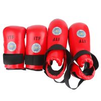 【LZ】△✳☼  Taekwondo itf luvas guarda de pé conjunto protetor tornozelo alta qualidade couro do plutônio itf protetor calçado bota boxe para adulto criança