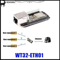 BDKNBU โมดูลไร้สายแบบฝังตัว Wi-Fi และบลูทูธตัวแปลงอีเธอร์เน็ตพอร์ตอนุกรมไปยังอีเธอร์เน็ต MCU ESP32 WT32-ETH01