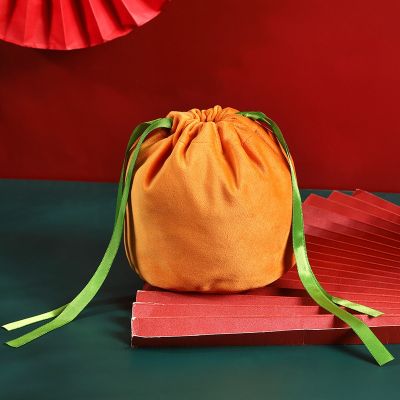 Velvet Orange Pumpkin Bag Halloween Bat Candy Bags Gift Packing Bags Festival Decoration For Kids Gift 2022
