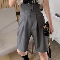 2022 summer fashion High waist wide leg shorts women loose straight casual knee length blazer shorts