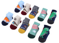 5 Pairs Baby Socks Cotton Non-Slip Dragon Boy Girl Socks Cartoon Cute Kid Socks 0-2Y