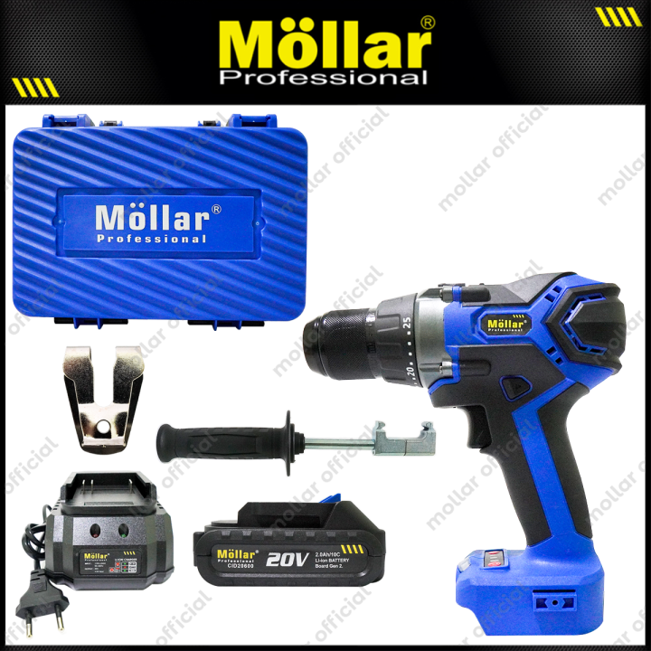 MOLLAR CID20600 Mesin Bor Beton Baterai 20V Cordless Impact Drill 13mm ...