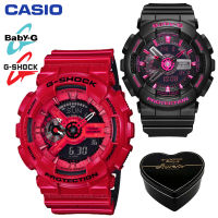 G-Shock Baby-G GA110 BA111 ชายและหญิงคู่กีฬานาฬิกากันน้ำและกันกระแทกเวลาโลกนำหน้าจอแสดงผลคู่ 4 ปีรับประกันสากล BA-111-1A GA-110LPA-4A