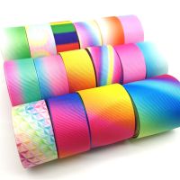 [HOT YUYXIWEIN HOT] 3หลา10-75มม. Gradient Rainbow Grosgrain ริบบิ้นสำหรับงานแต่งงานตกแต่งบ้าน DIY ห่อของขวัญ Party Handmade อุปกรณ์เสริมWrapping &amp; Bags