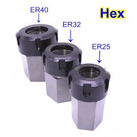 1PCS Hard Steel Hex ER25 ER32 ER40 Collet Chuck Block Hexagon Shank Spring Chuck Collet Holder สําหรับเครื่องแกะสลักเครื่องกลึง CNC