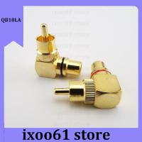 ixoo61 store 2pcs Brass Gold Plated RCA Right Angle Male To Female Connector 90 Degree Plug Adapters L type F TO M Audio Connectors