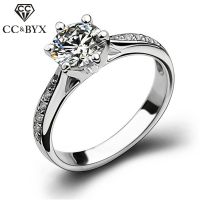 CC Jewelry Rings For Women Silver Plated Bridal Wedding Zirconia Round Stone Ring Bijoux Femme Engagement Anel CC1455