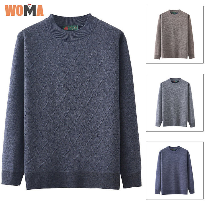 woma-ขนแกะเสื้อกันหนาวหนา-เสื้อสเวตเตอร์คอเต่าผู้ชายครึ่งตัว-เสื้อสเวตเตอร์แขนยาวผู้ชายเข้ารูป