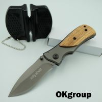 Folding knife, มีดพับพกพา มีดเดินป่า ขนาด6.2 นิ้ว พร้อมระบบล็อคใบมีด(ฟรี ที่ลับมีด 2 หัว), SD002-NC + AC001-BLACK