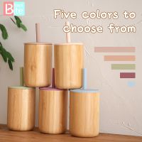 Bite Bites Baby Feeding Cup Silicone Straw Cup BPA Free Detachable Bamboo Wooden Cup Kid Learning Cup Children Soft Straw Cup Cups