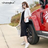 Korean Version Linen Plain Color Blazer Thin Large Plus Size Suit Jacket for Women Casual Slim-Fit Slimmer Look Three-quarter Sleeve Blazer Coat Woman White Spring Summer New Ladies Jacket