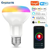 Tuya Wifi หลอดไฟอัจฉริยะ 10W E27 BR30 RGB โคมไฟสีหรี่แสงได้ 110V 220V APP ควบคุมทํางานร่วมกับ Alexa Google♚