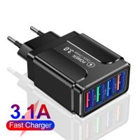 4 USB 3.1A เครื่องชาร์จศัพท์มือถือ Fast Charging Portable Wall Mobile Charger Flame Retardant Drop Resistance แท็บเล็ตศัพท์มือถือ