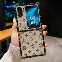 เคสแบบฝาพับสำหรับ OPPO Fnid เคสโทรศัพท์ผู้หญิงแบบฝาพับ N2ฝามีที่ถือวงแหวนโทรศัพท์ทรงสี่เหลี่ยมแฟชั่นดีไซน์แบบเม็ดหนังซิลิโคนนิ่มเต็มรูปแบบป้องกันการตกความคิดสร้างสรรค์ส่วนบุคคล