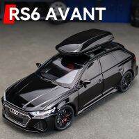 ✅1:24รถ Audi RS6รถสเตชั่นแวกอนรถของเล่นโลหะพวงมาลัยล้อโมเดลเสียงและเบาของสะสมของเล่นเด็กของขวัญวันเกิด