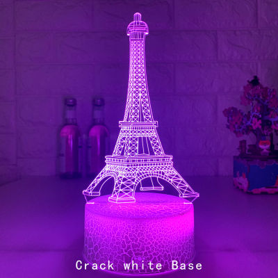 New 3d Led Light Night Creative Eiffel Tower Kids Table Lamp Hologram Illusion Bedroom Living Room 7 Colors Usb Led Light Lamps